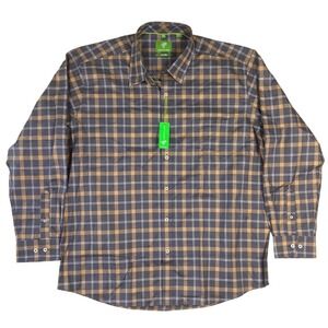Forsyth of Canada Mens XL Long Sleeve Plaid Non Iron Cotton Shirt Grey Tan 8535L